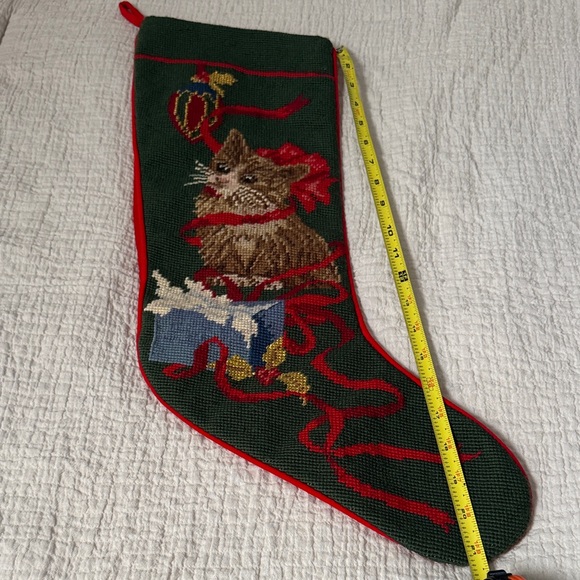 Needlepoint Cat Christmas Stocking - Picture 4 of 5